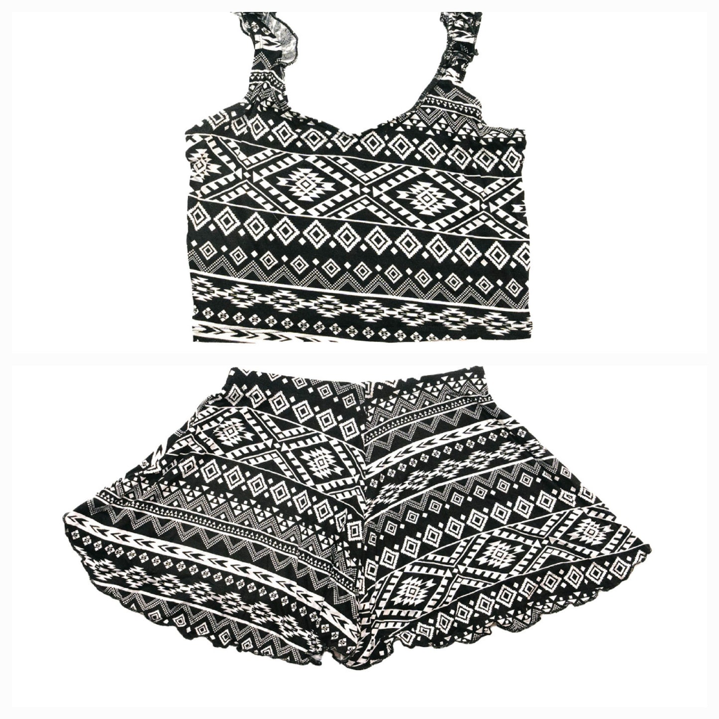 Black/White Aztec Printed Skorts
