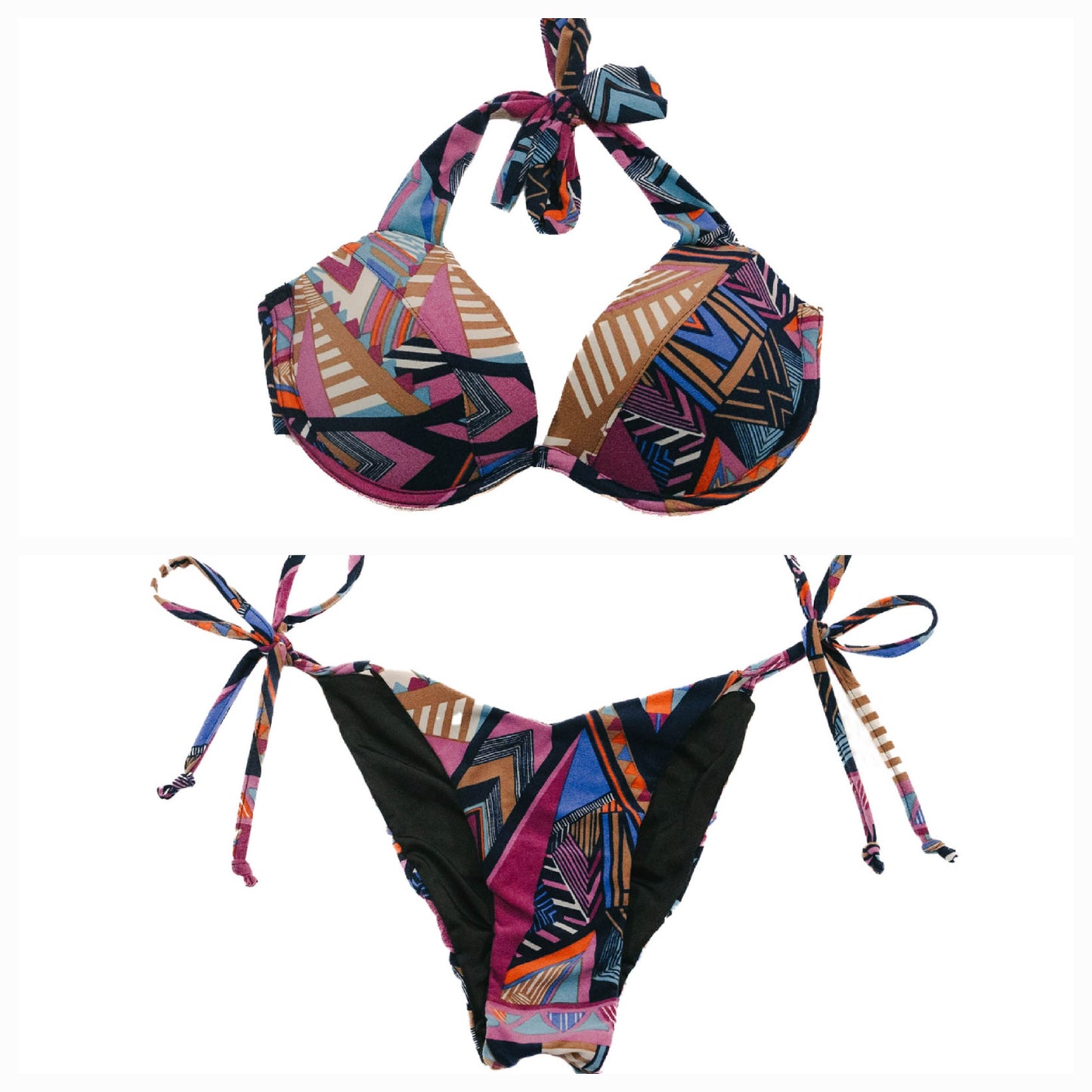 Vibrant Magenta Printed V-Shaped Bikini Bottoms.