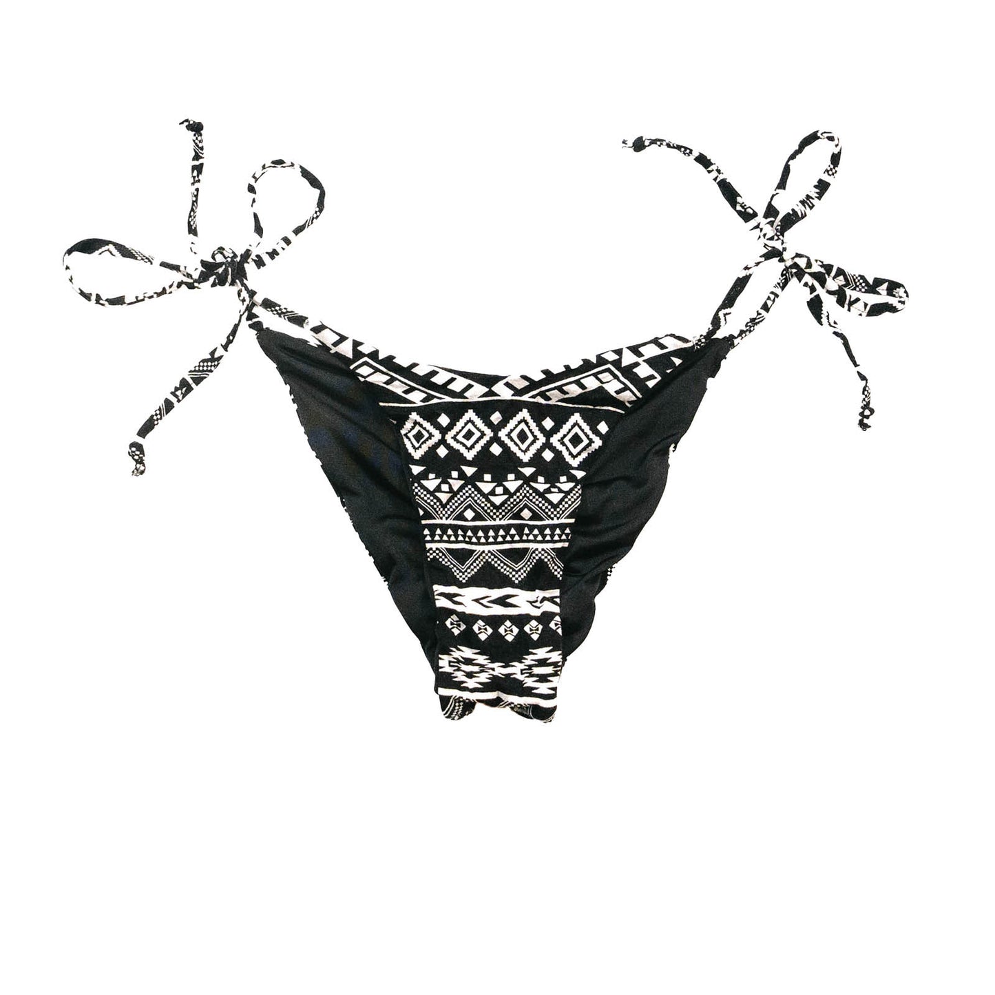 Black/White Aztec Printed Bikini V-shaped bottoms