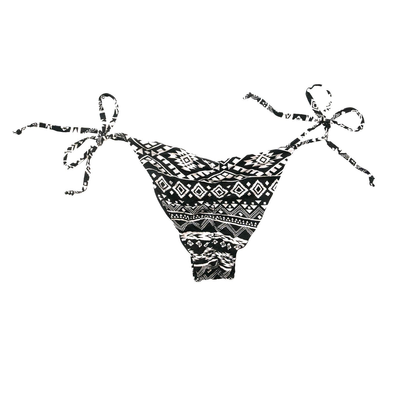 Black/White Aztec Printed Bikini V-shaped bottoms
