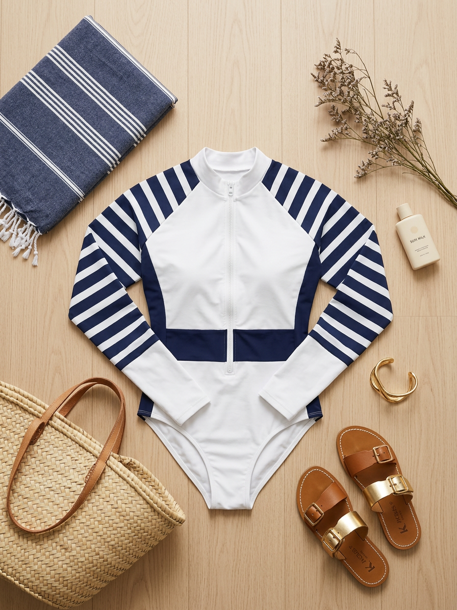 White/Blue Yacht Style One Piece