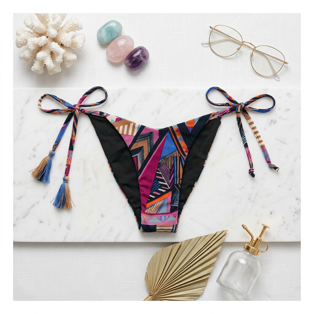 Vibrant Magenta Printed  V-Shaped Bikini Bottoms.