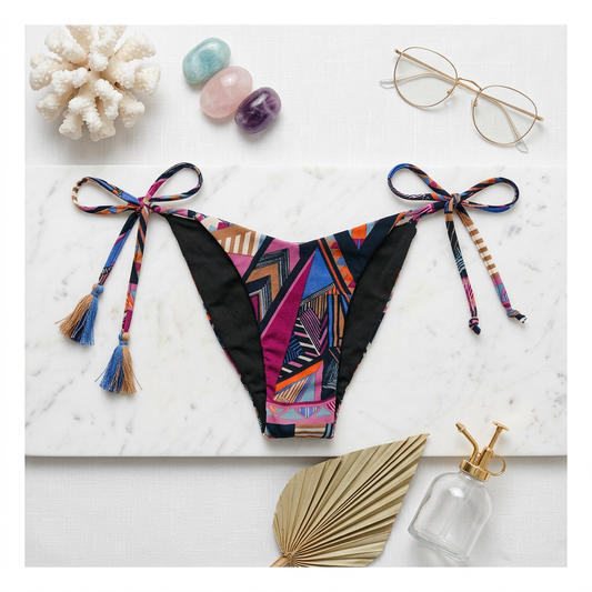 Vibrant Magenta Printed  V-Shaped Bikini Bottoms.