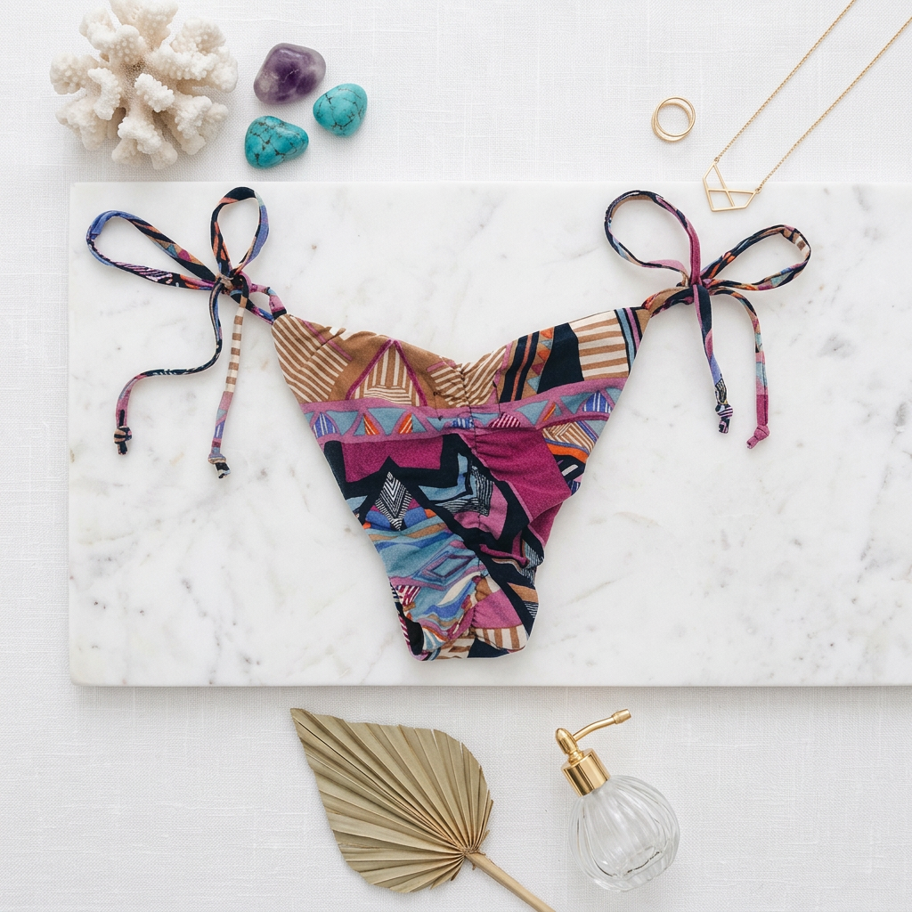 Vibrant Magenta Printed  V-Shaped Bikini Bottoms.